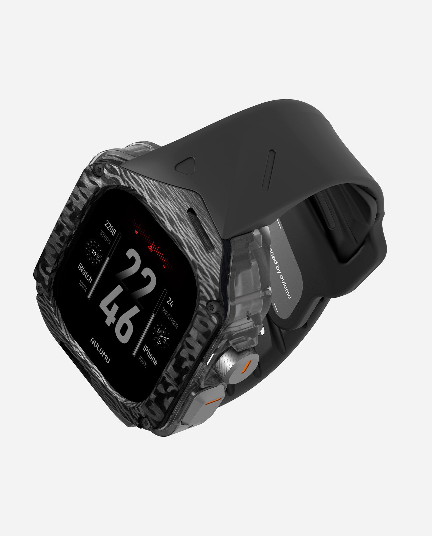 A01 Case with Band for Apple Watch Ultra 1/2/3 | Carbon Fiber Cover | FKM Band