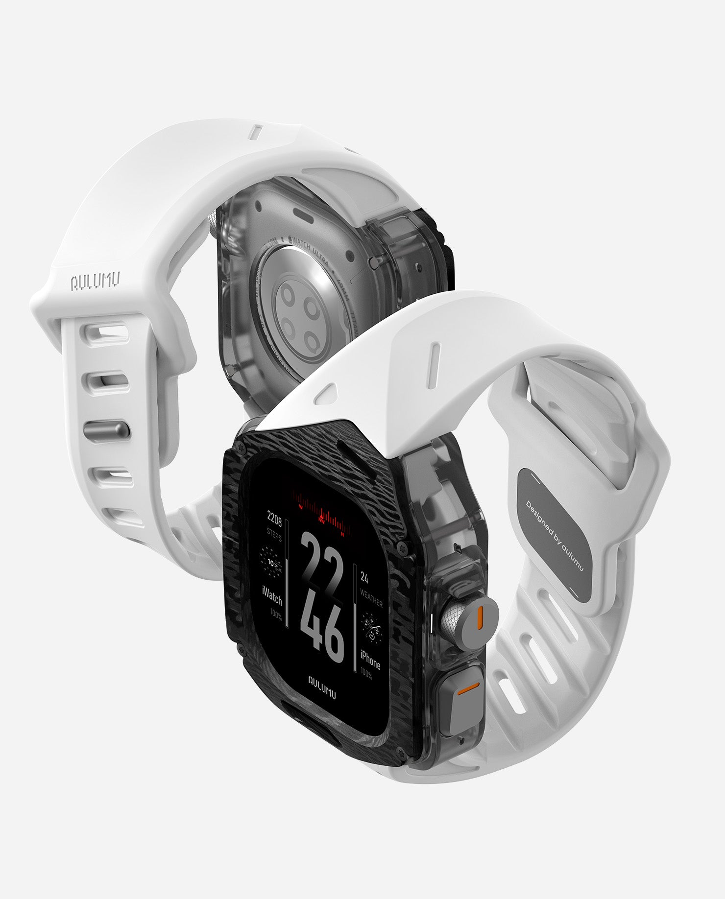 A01 Case with Band for Apple Watch Ultra 1/2/3 | Carbon Fiber Cover | FKM Band