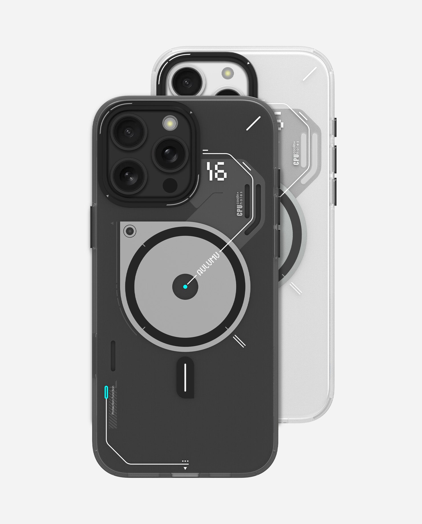 A16 Frosted Case for iPhone 16 Pro Series | Subtle Glow-in-the -Dark | Translucent Gray&White | MagSafe | Camera Control Cover