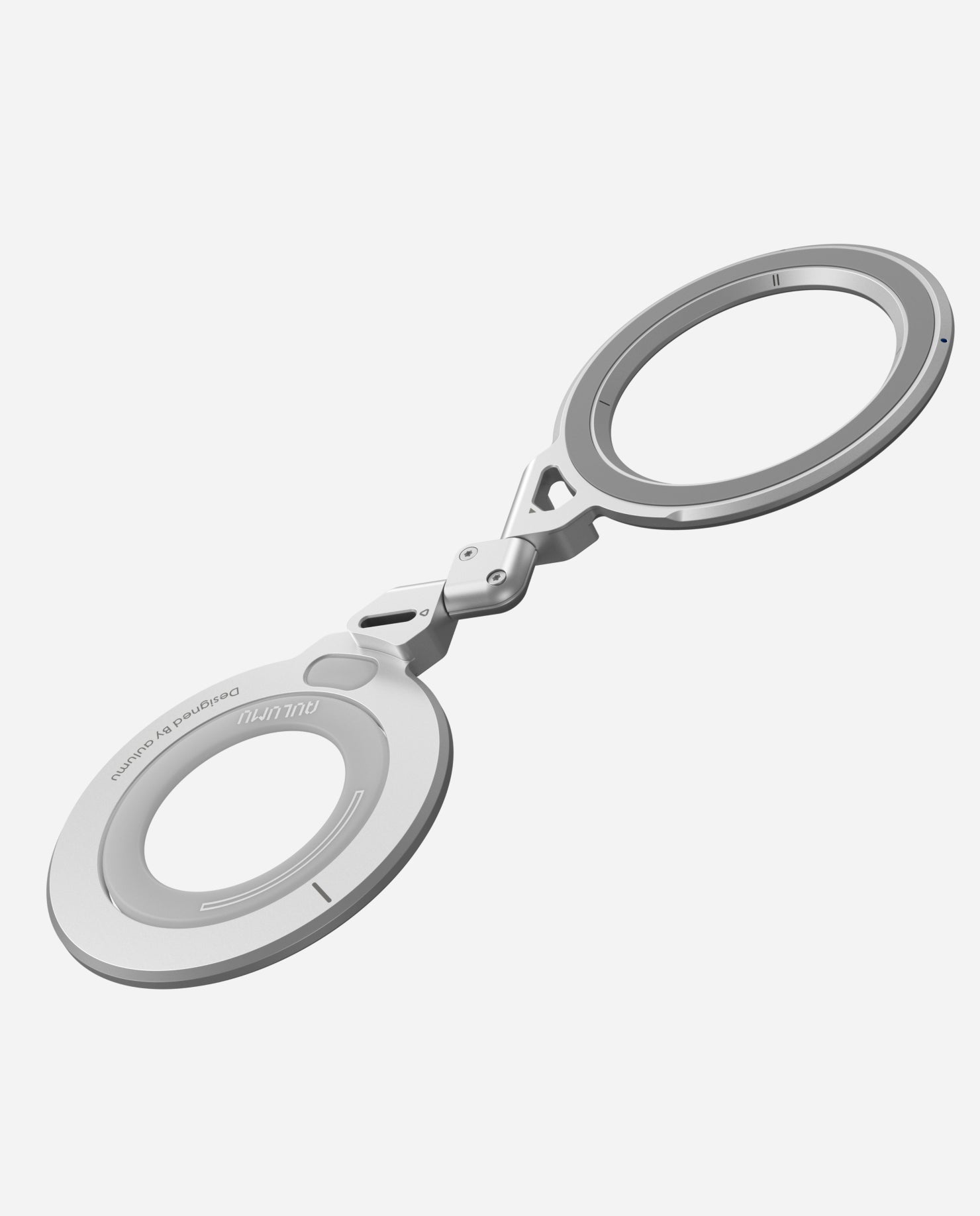 aulumu G09 Infinite 360° MagSafe stand in silver with 3-axis rotation fully extended