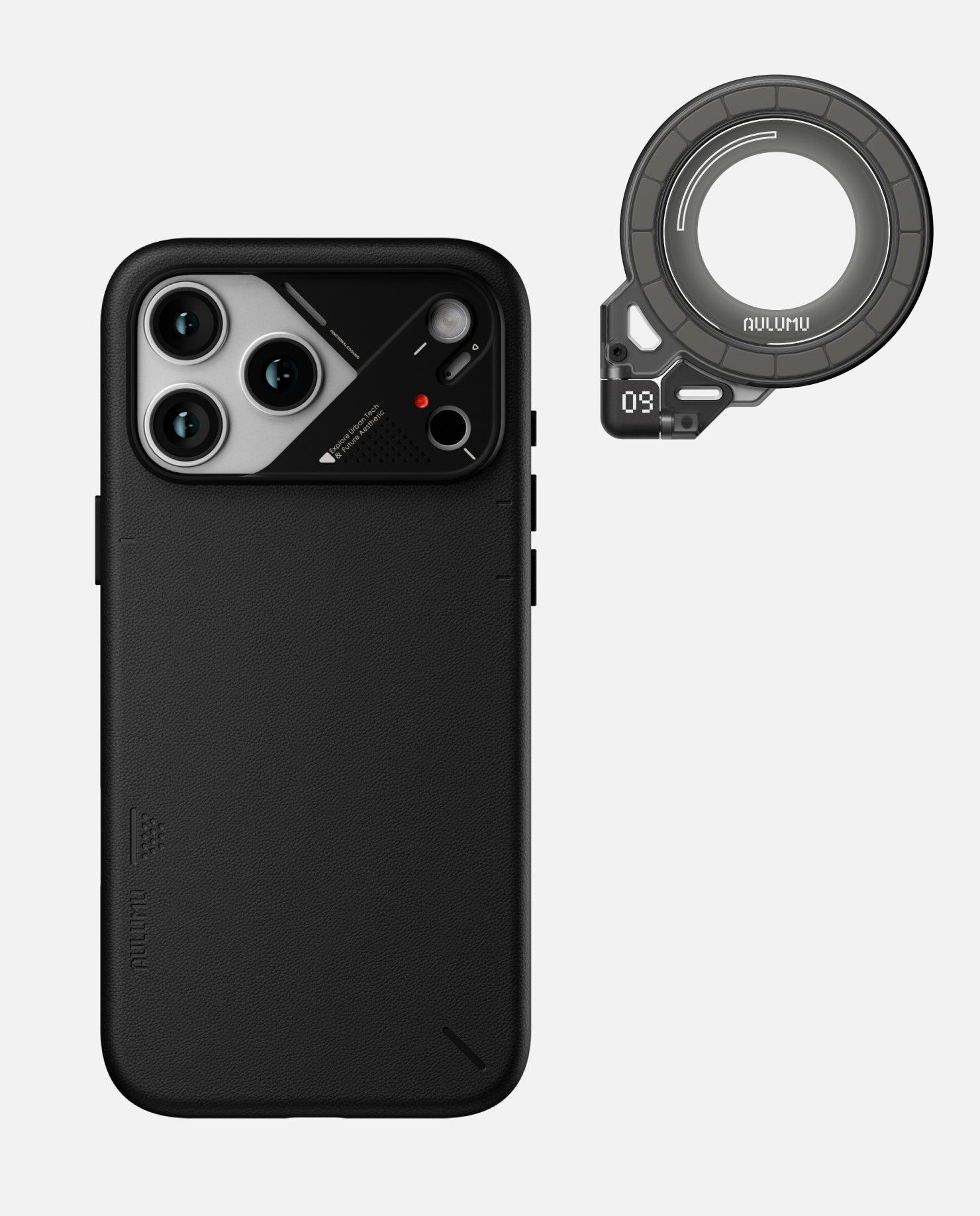 A17 iPhone 17 Series Vegan Leather Case & G09 Ghost Infinite 360° Magnetic Stand