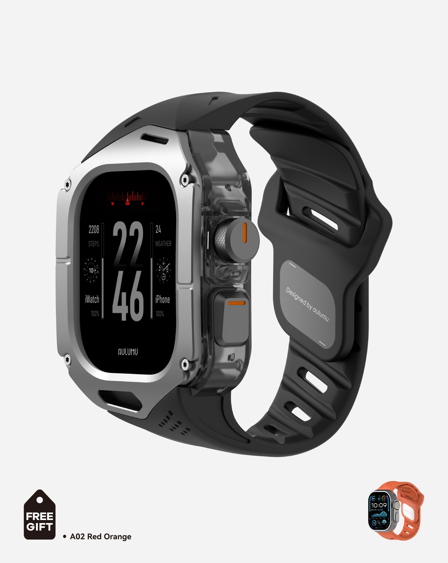 A01 Case with Band for Apple Watch Ultra 1/2/3 | Titanium Cover | FKM Band