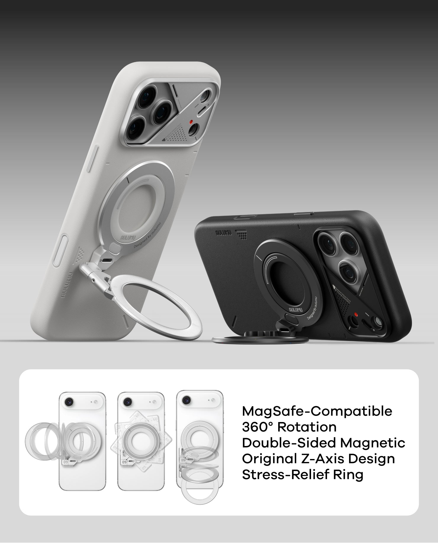 Aulumu G09 スマホリング Magsafe - 360°回転 Magsa AULUMU G09 Infinite 360° Magnetic Stand | 3-Axis Rotation