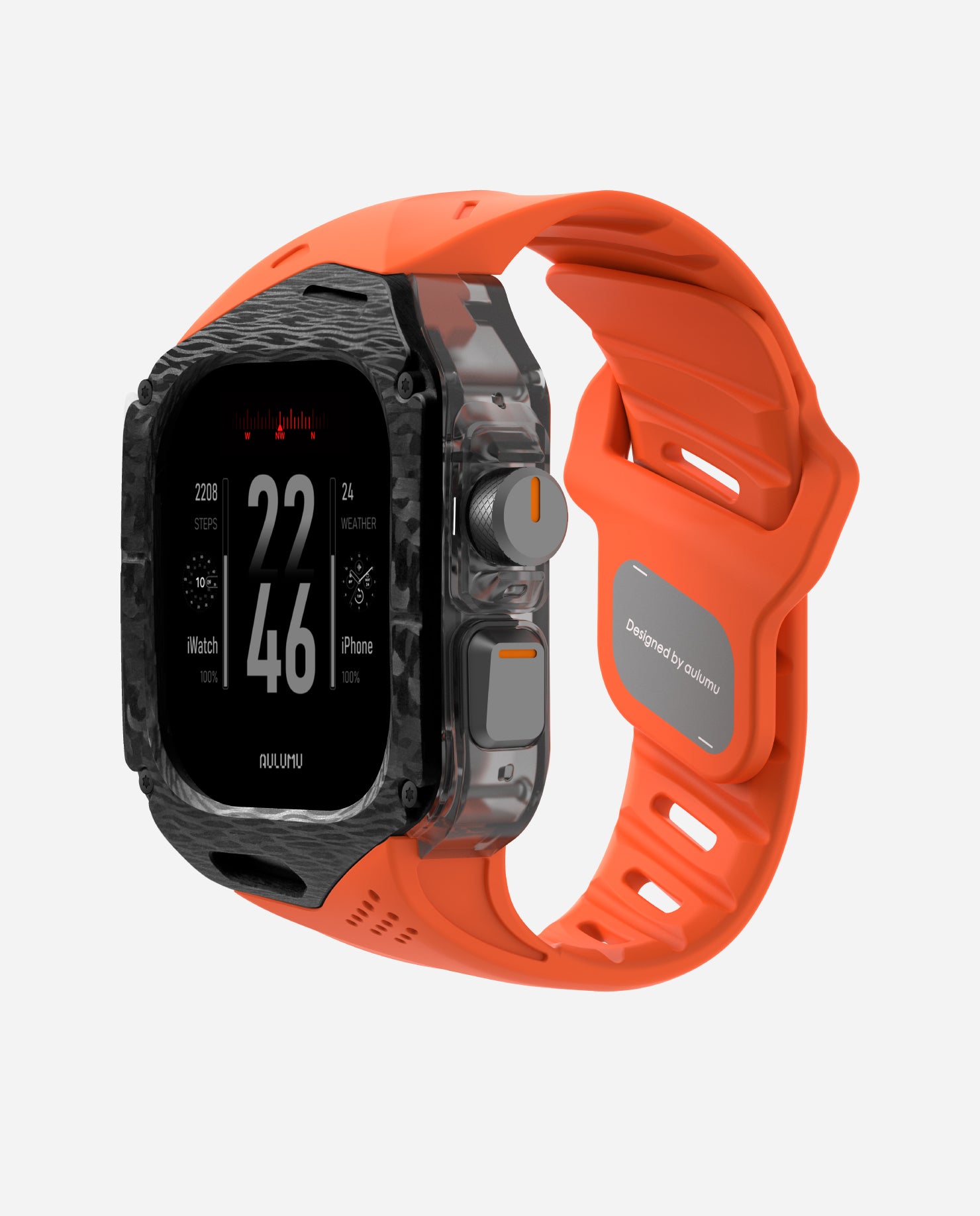 AULUMU A01 Carbon Fiber Case & FKM Band for Apple Watch Ultra 1/2/3