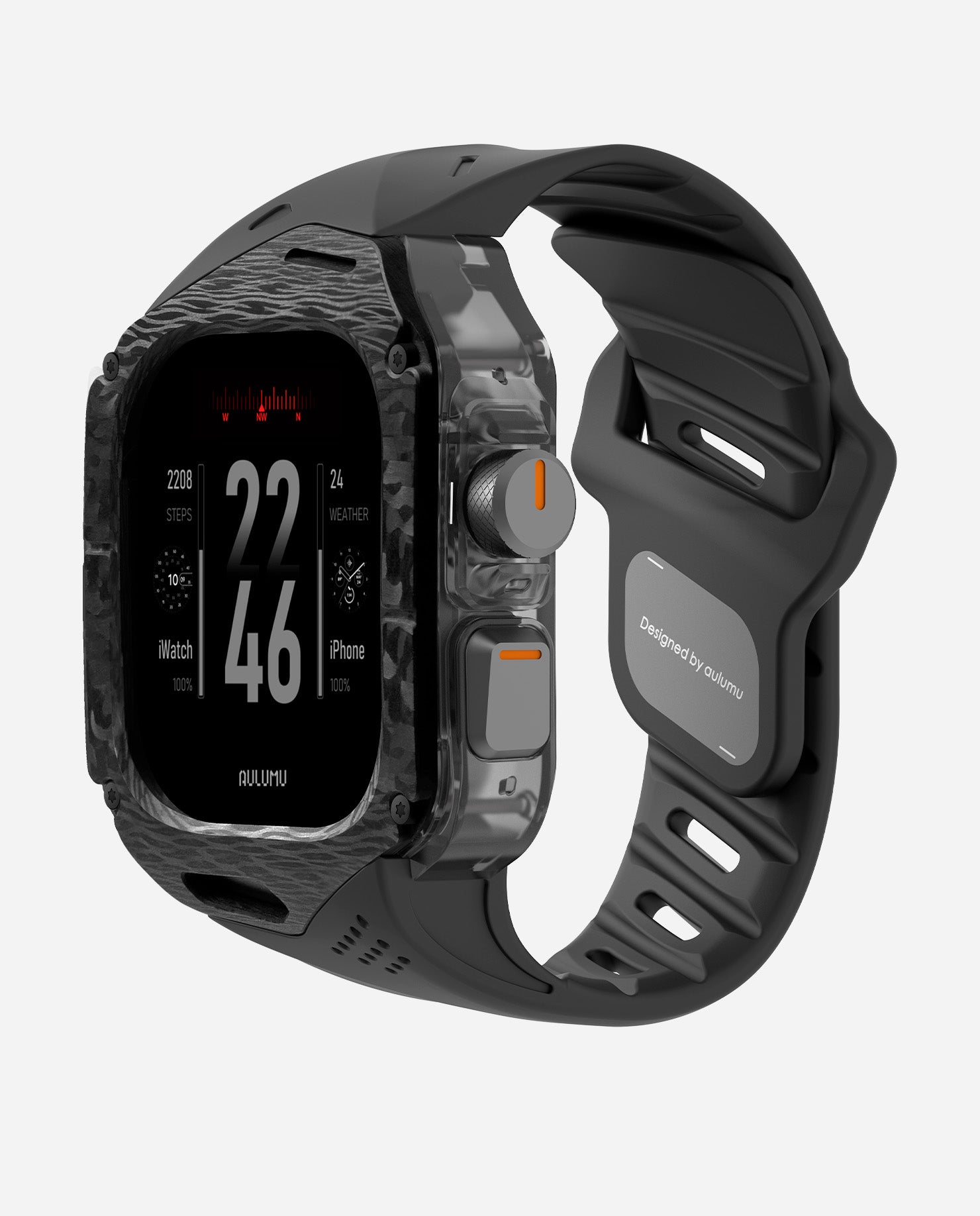 A01 Case with Band for Apple Watch Ultra 1/2/3 | Carbon Fiber Cover | FKM Band