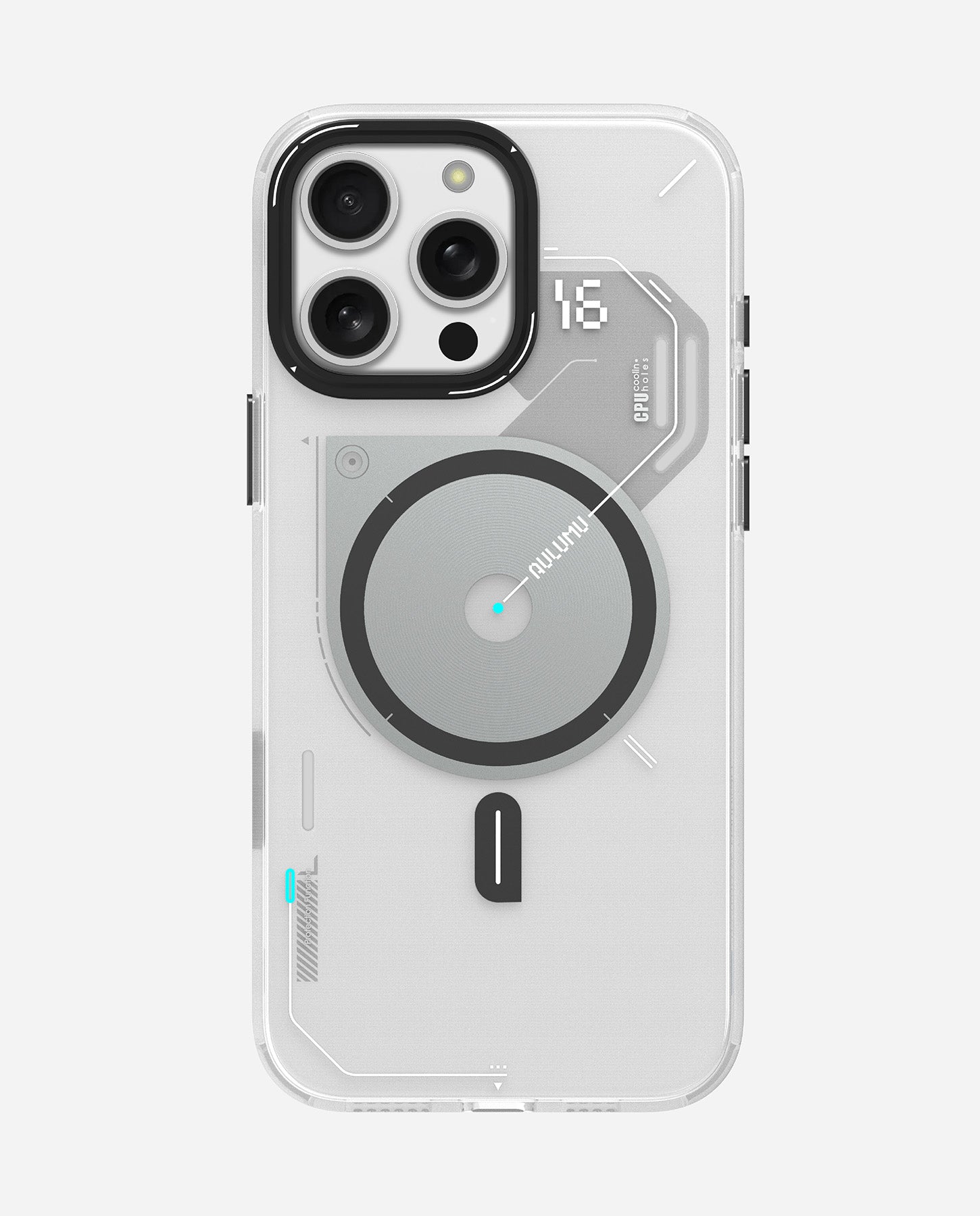 A16 Frosted Case for iPhone 16 Pro Series | Subtle Glow-in-the -Dark | Translucent Gray&White | MagSafe | Camera Control Cover