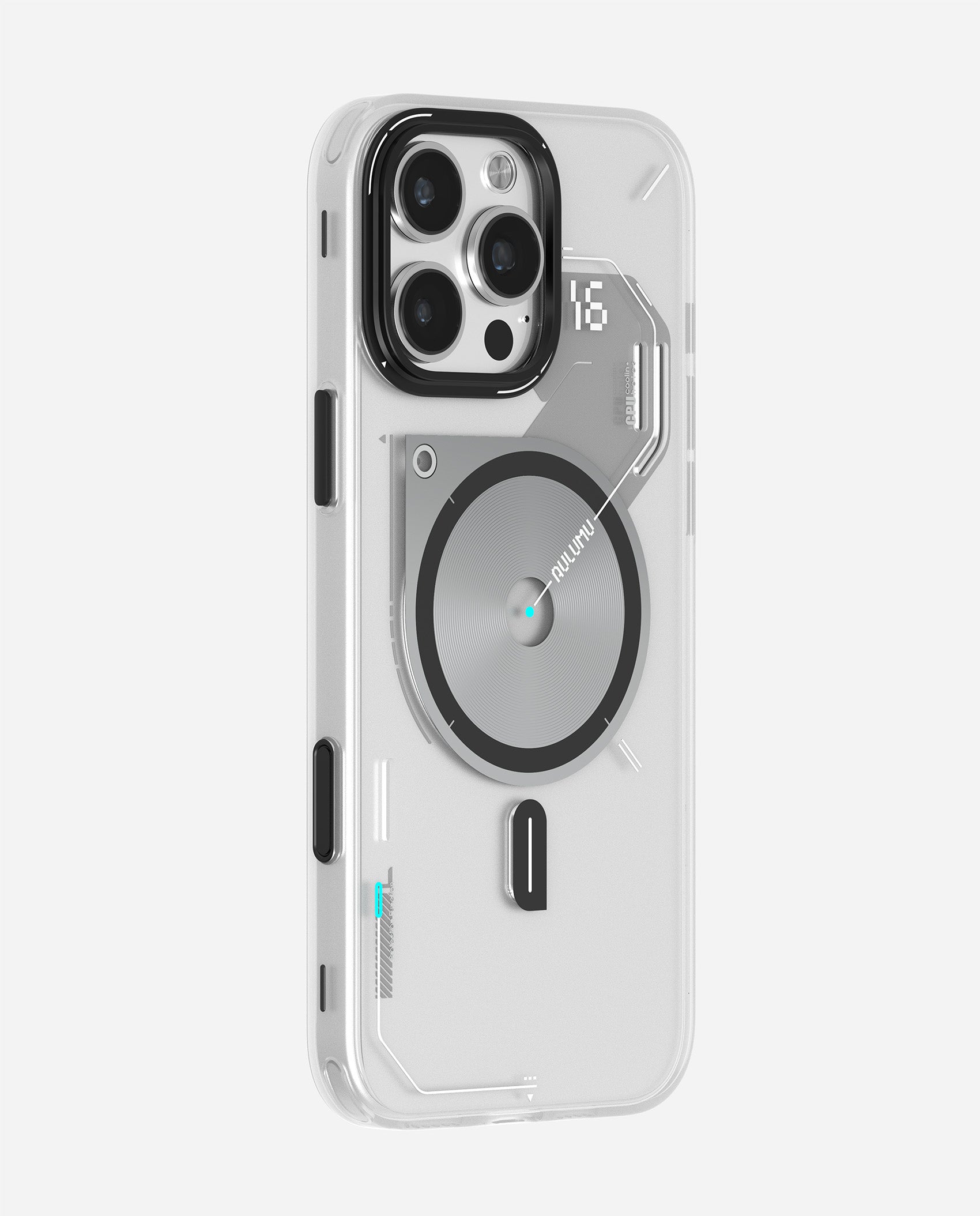 A16 Frosted Case for iPhone 16 Pro Series | Subtle Glow-in-the -Dark | Translucent Gray&White | MagSafe | Camera Control Cover