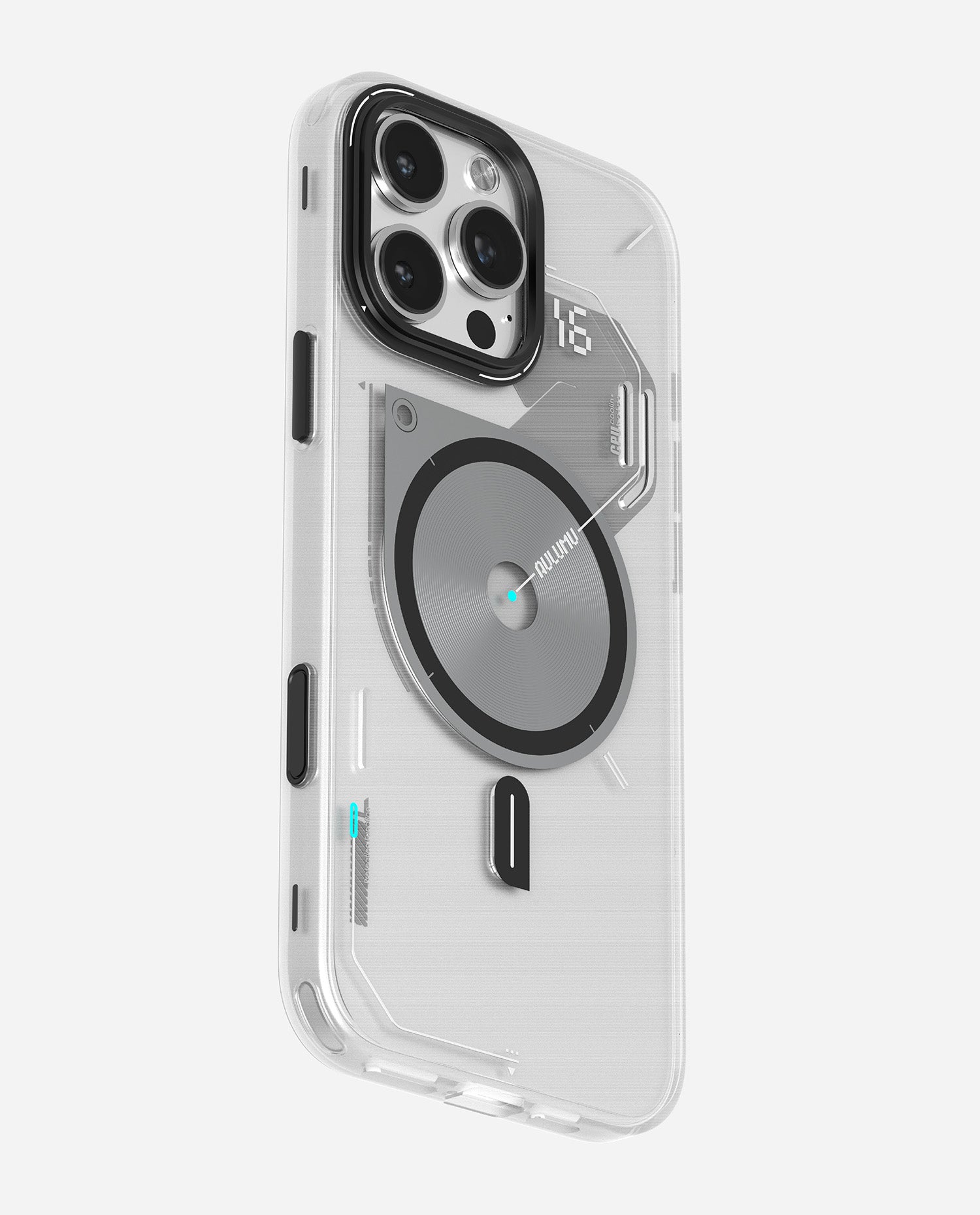 A16 Frosted Case for iPhone 16 Pro Series | Subtle Glow-in-the -Dark | Translucent Gray&White | MagSafe | Camera Control Cover