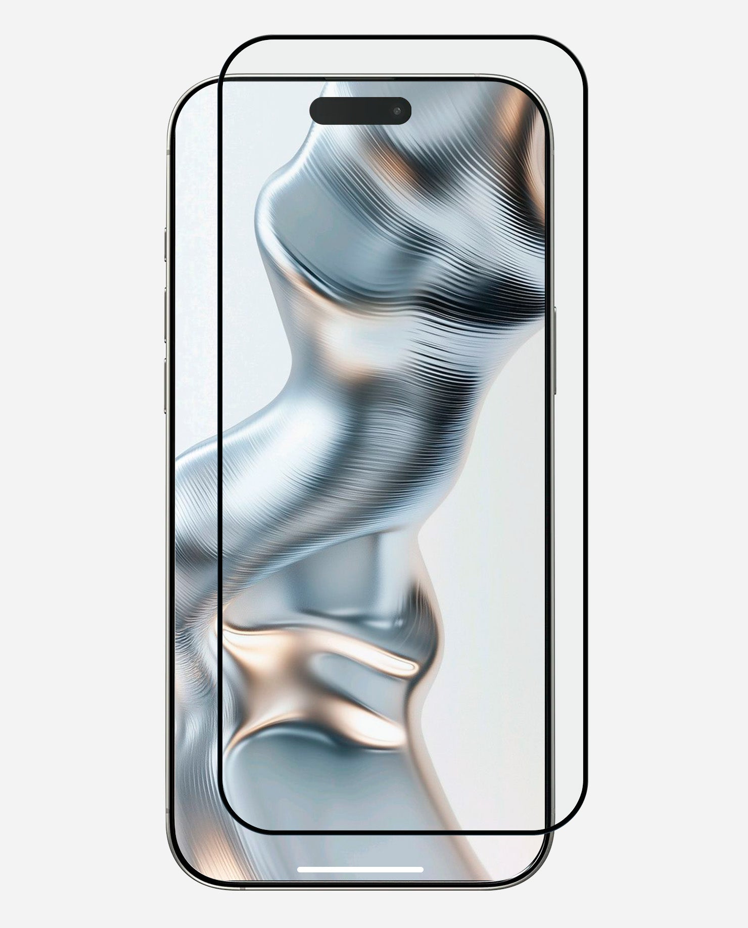 AULUMU AF01 crystal clear screen protector overlapping iPhone display, demonstrating full coverage area