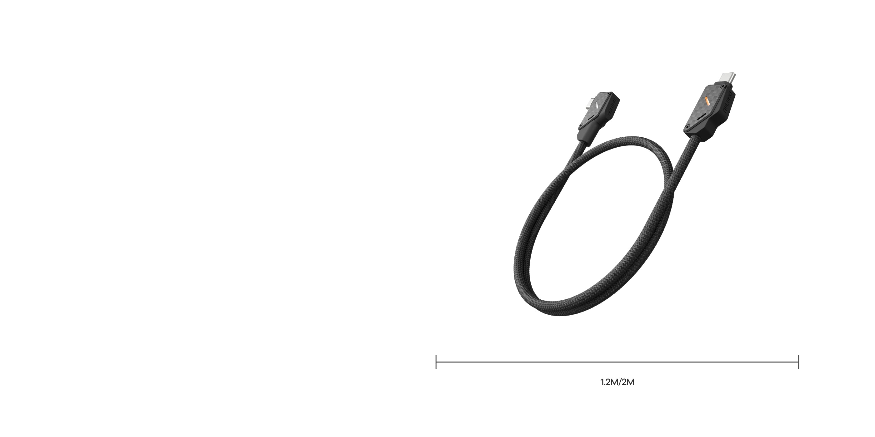Full view of 1.2m and 2m AULUMU M07 braided USB-C cable on white background