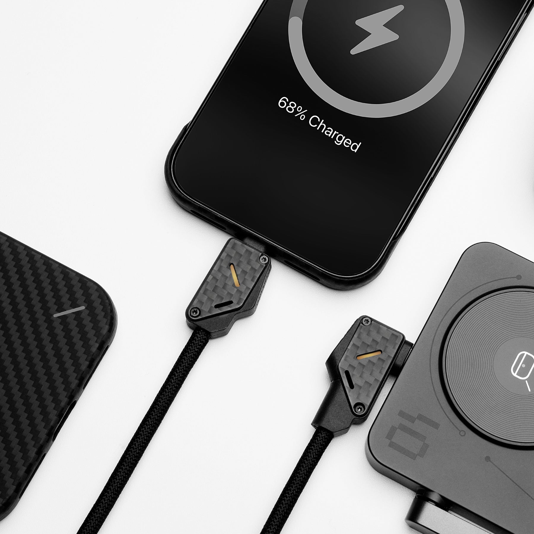 AULUMU M07 carbon fiber USB-C cable fast charging iPhone on m01